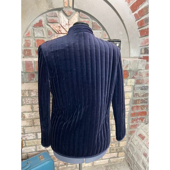 blazer Quilted velour elegant navy blue - Picture 5 of 13